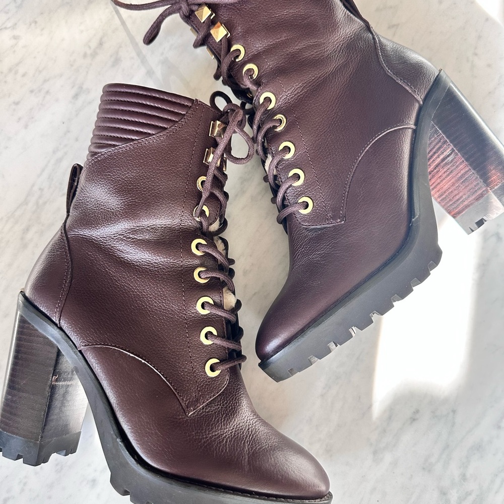 Michael Kors fur inlay boots 6.5 chocolate brown